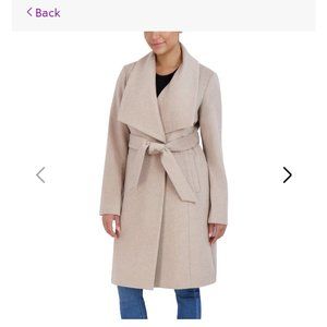NWT Cole Haan wool wrap coat in bone sz 6
